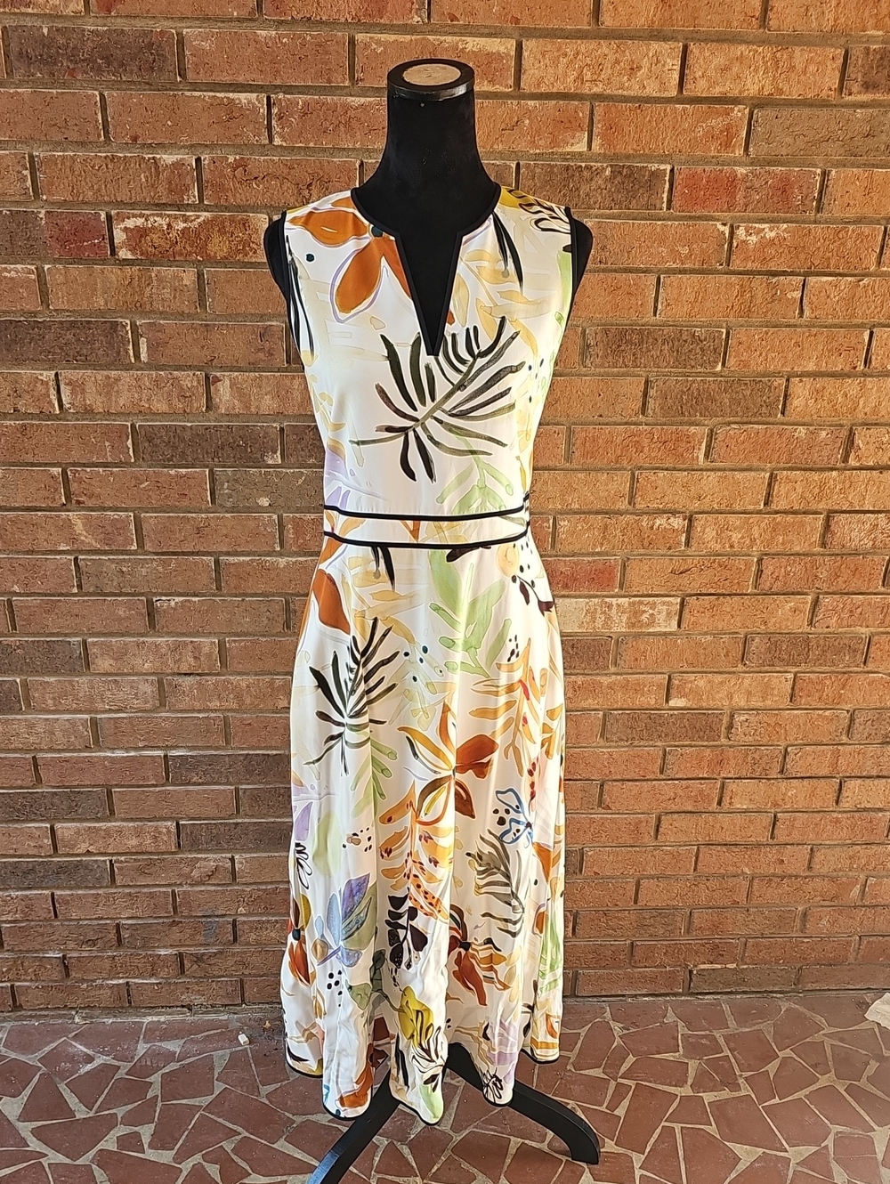 Lafayette 148 Janella Floral Sleeveless Midi Dress Size 4 Multicolor